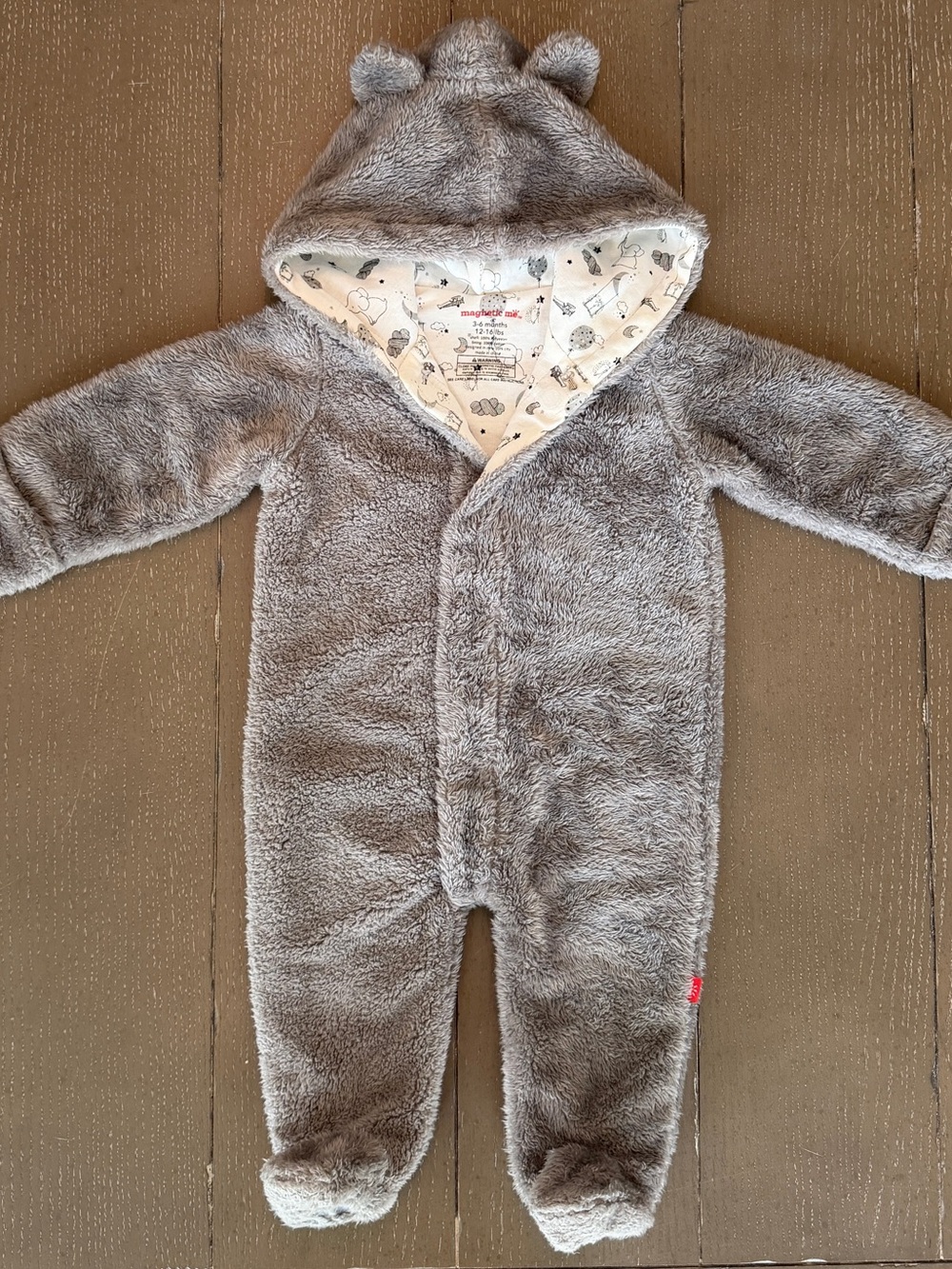 Magnetic Me Baby Boy or Girl Magnetic “Storm” Minky Bunting Suit • Size 3-6M